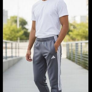 NWT Adidas Essentials 3-Stripe Track Pants - Men’s Size Large - White & Grey